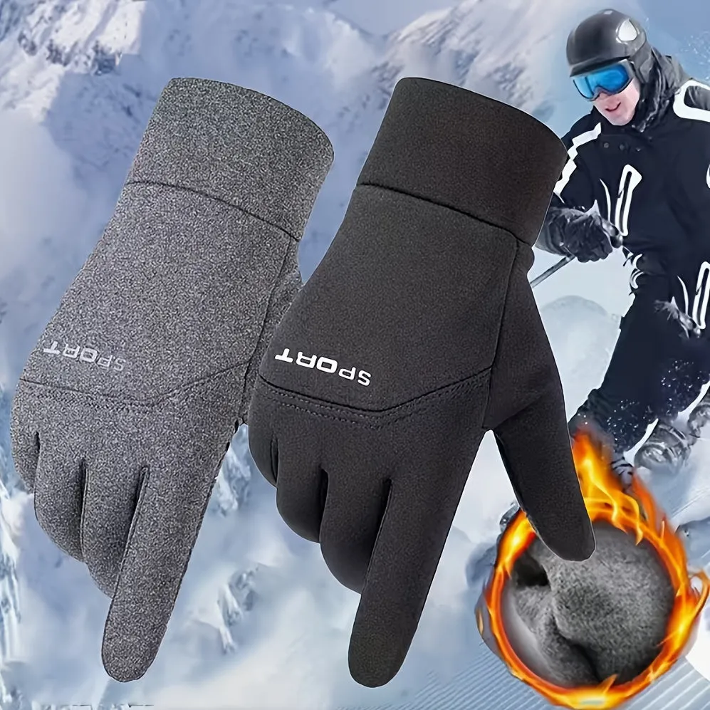 1 Pair of Premium Waterproof Touch Screen Ski Gloves for Men & Women - Windproof, Thermal Polyester, and Insulated for Outdoor Sports, Skiing, Motorcycle, Running, Snowboarding