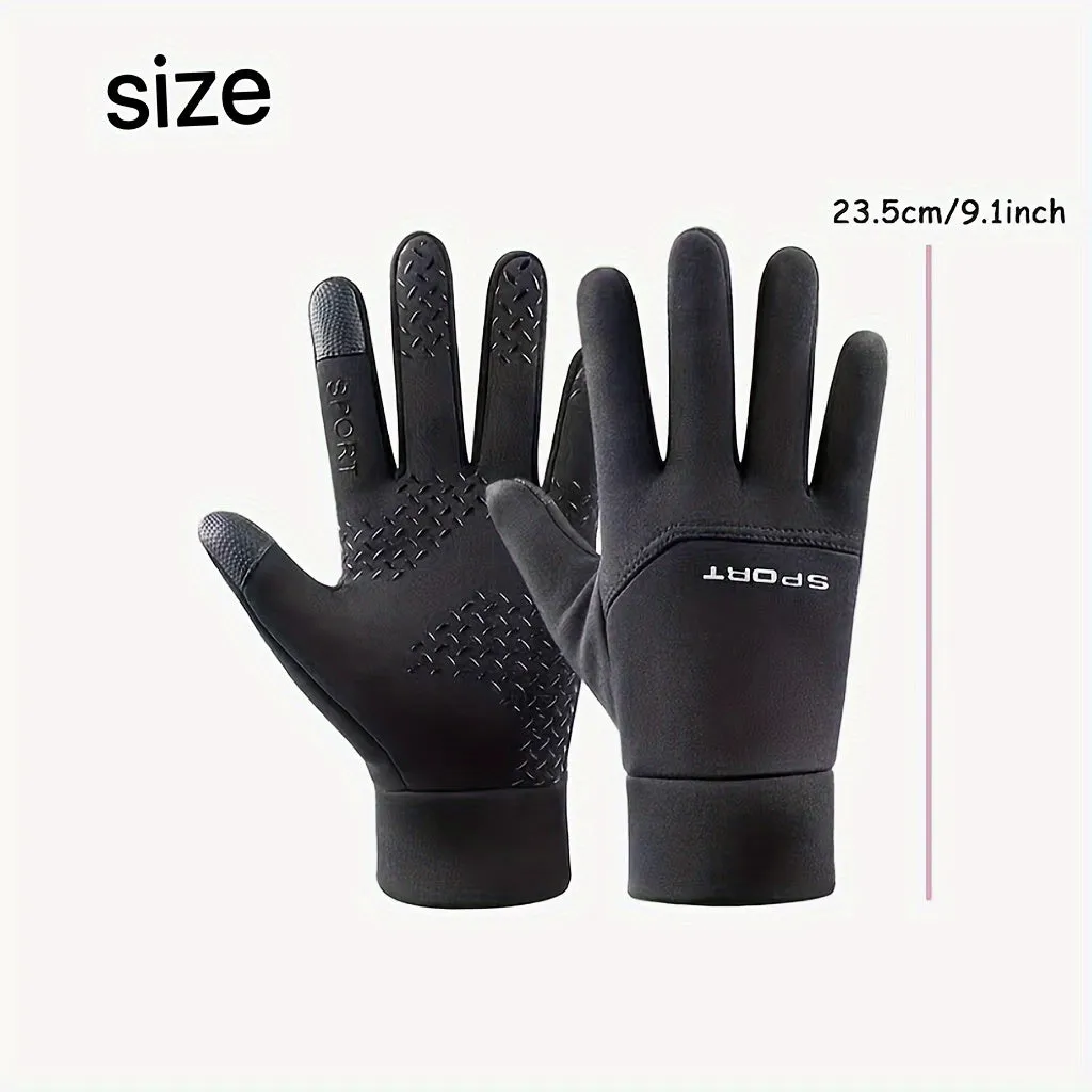 1 Pair of Premium Waterproof Touch Screen Ski Gloves for Men & Women - Windproof, Thermal Polyester, and Insulated for Outdoor Sports, Skiing, Motorcycle, Running, Snowboarding