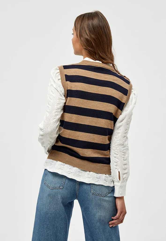 Alana knit vest - Black Iris Stripe