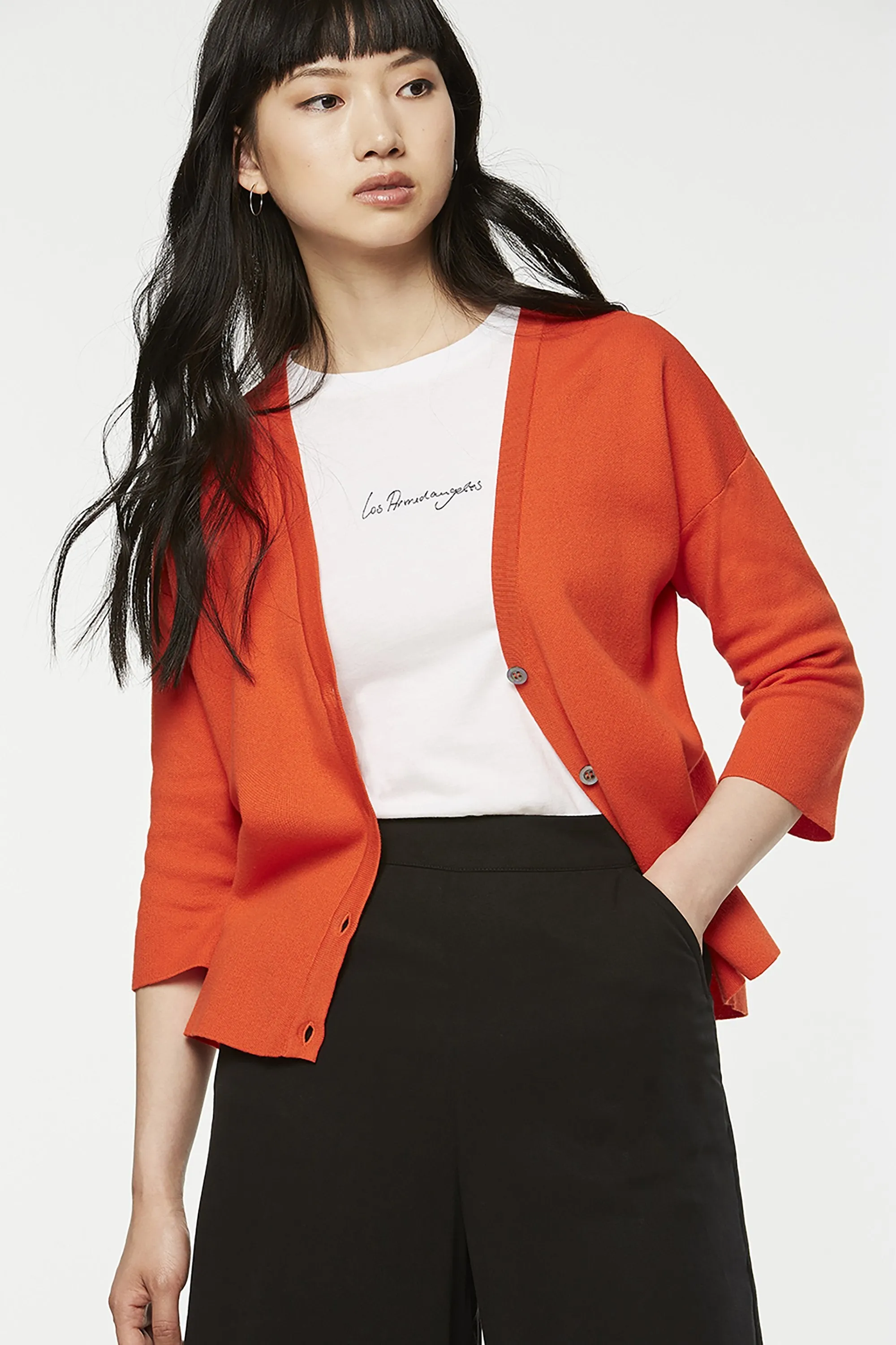 arlette cardigan glossy orange <br> by ARMEDANGELS