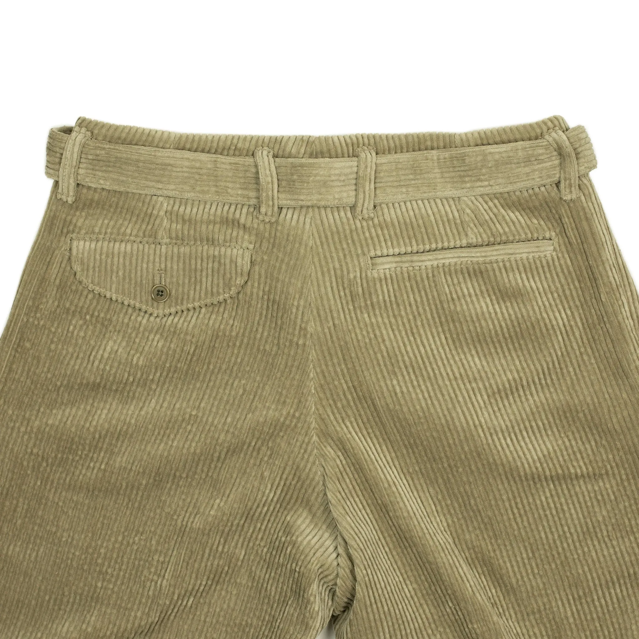 Belted trousers in beige cotton corduroy