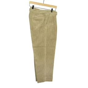 Belted trousers in beige cotton corduroy