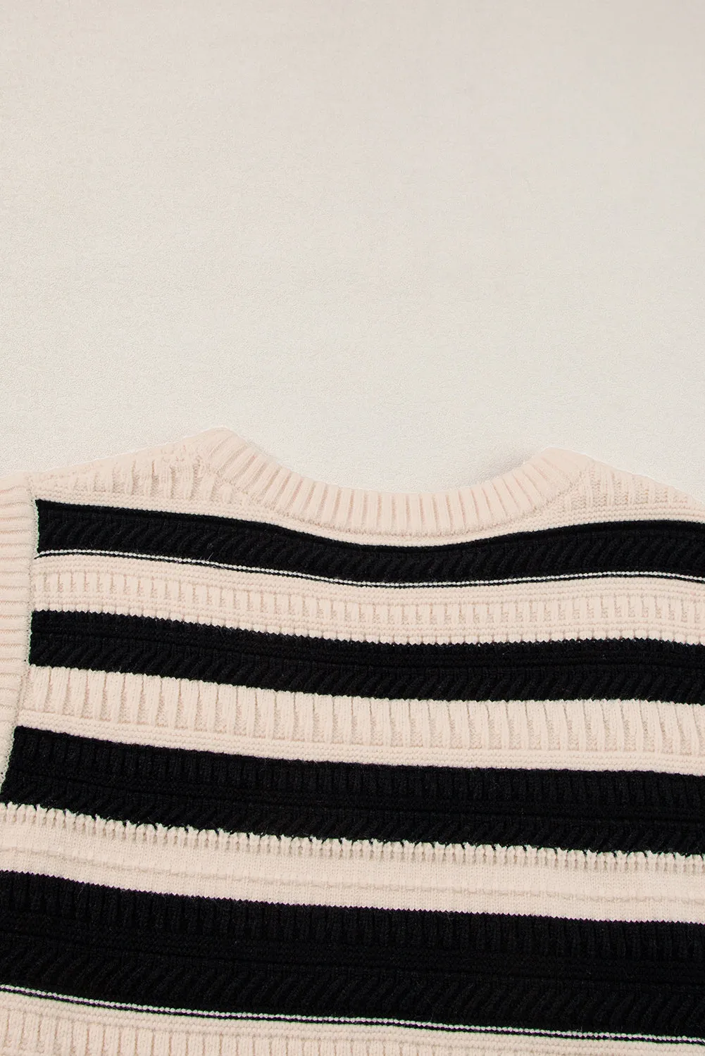 Black Stripe Ribbed Trim Knitted Sweater Vest