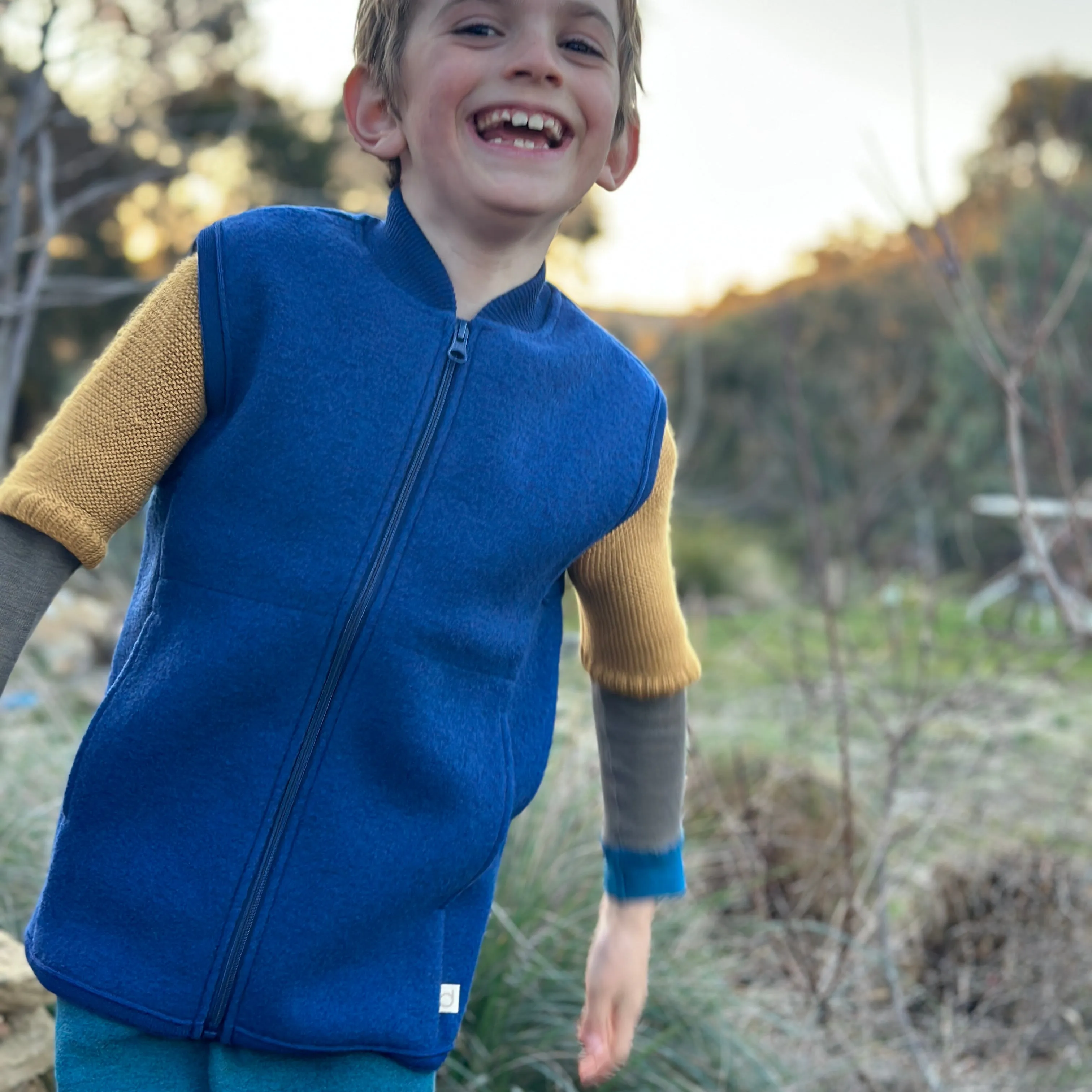 Boiled Wool Zip Vest (1-10y)