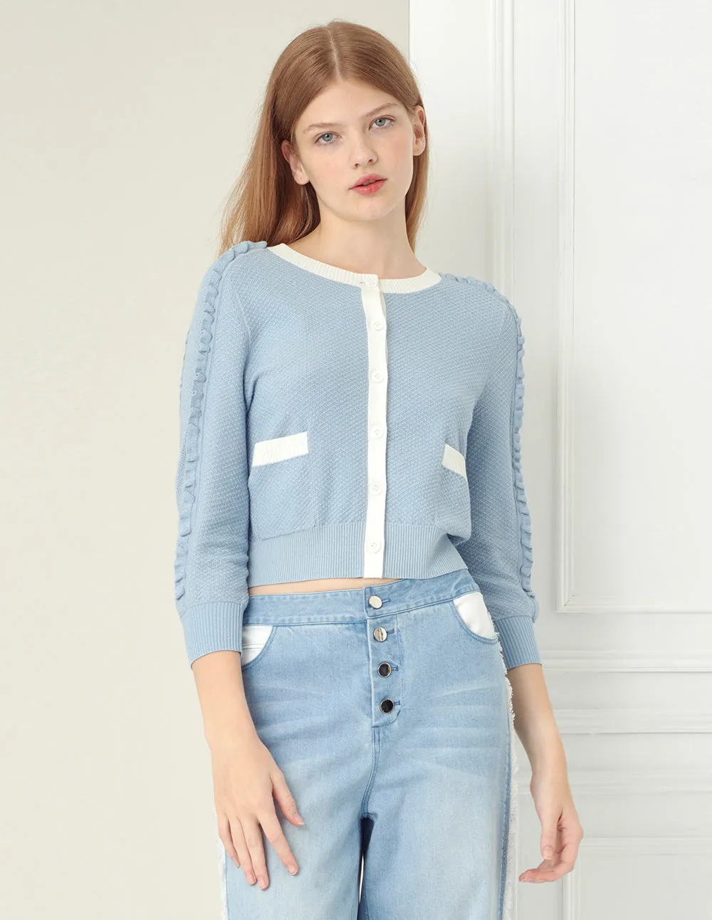 BORA AKSU Clear Blue Soft Knit Cardigan