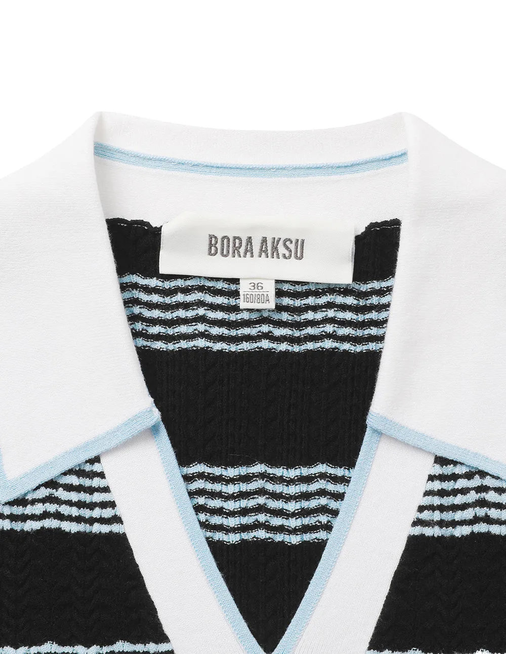 BORA AKSU Striped V-Neck Short Knitted Vest