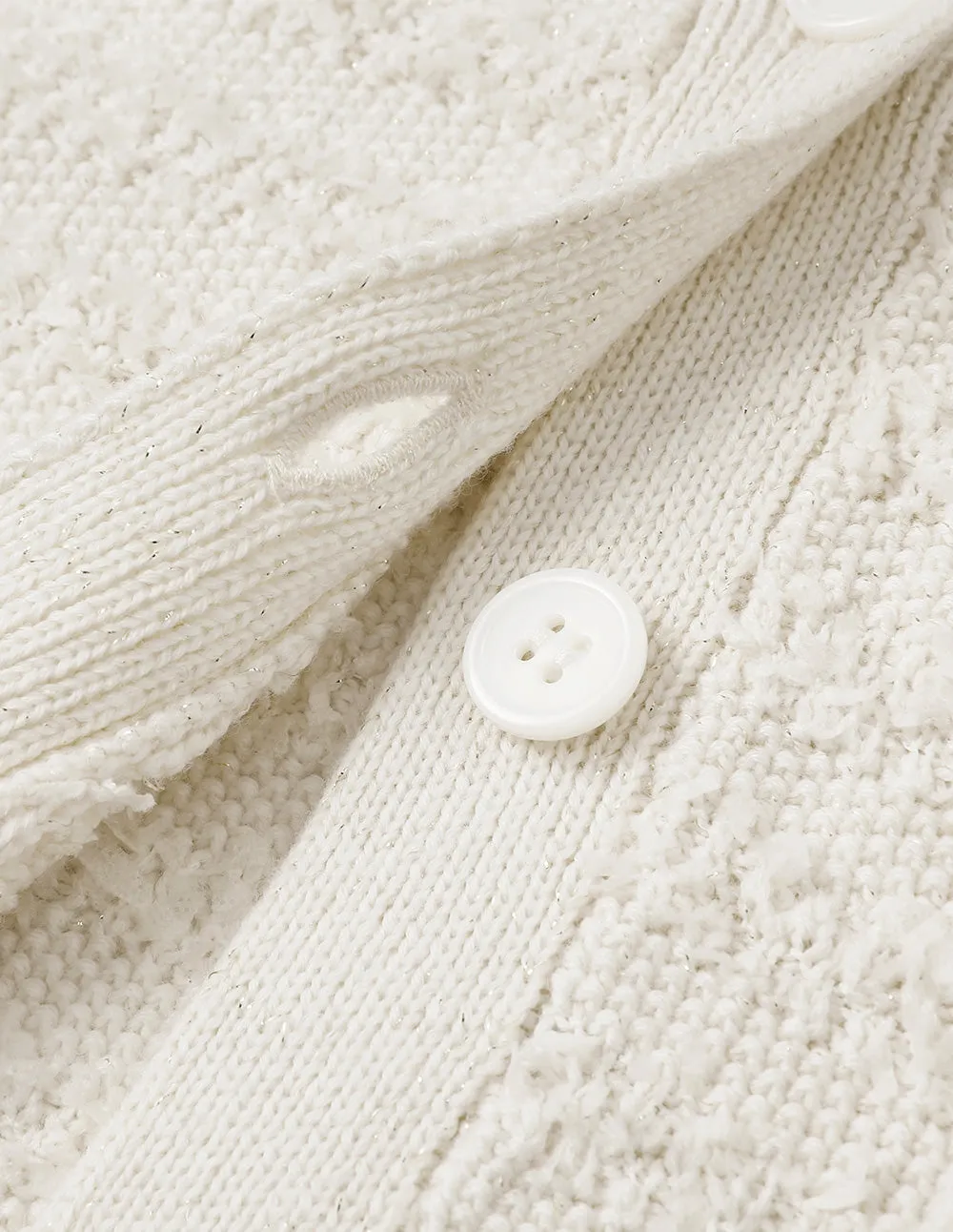 BORA AKSU V-Neck Pure White Milk Wool Knitted Cardigan