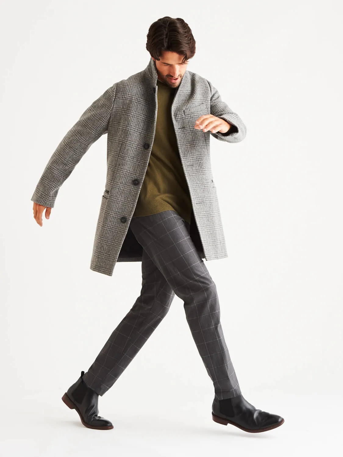 Bordin Wool Plaid Overcoat