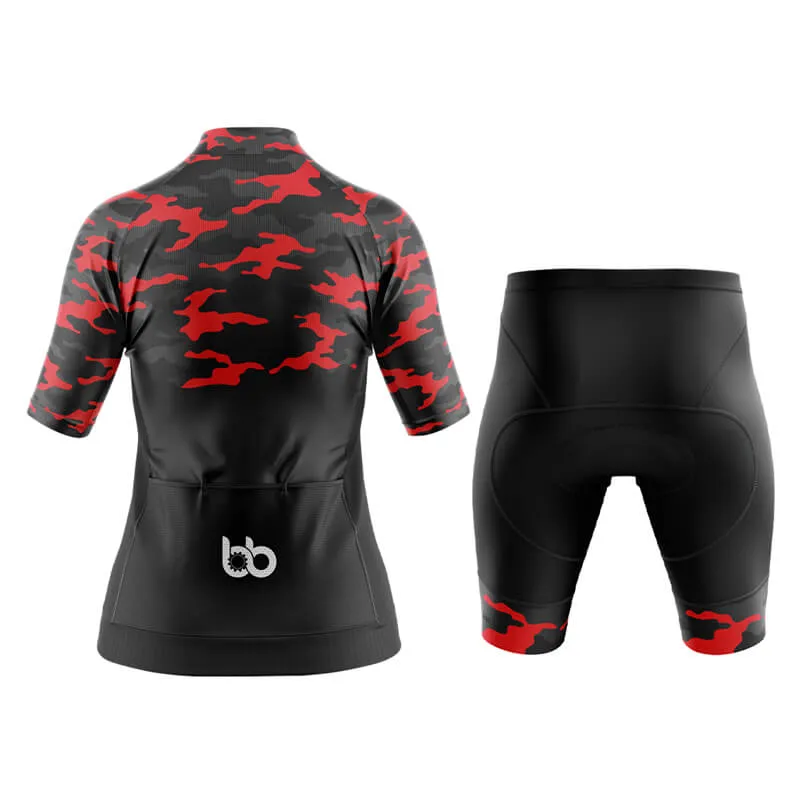 Camouflage Neck Aero Cycling Kit (V1) (Red)