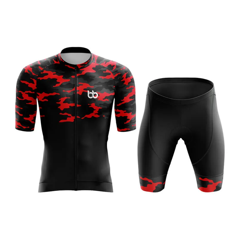 Camouflage Neck Aero Cycling Kit (V1) (Red)