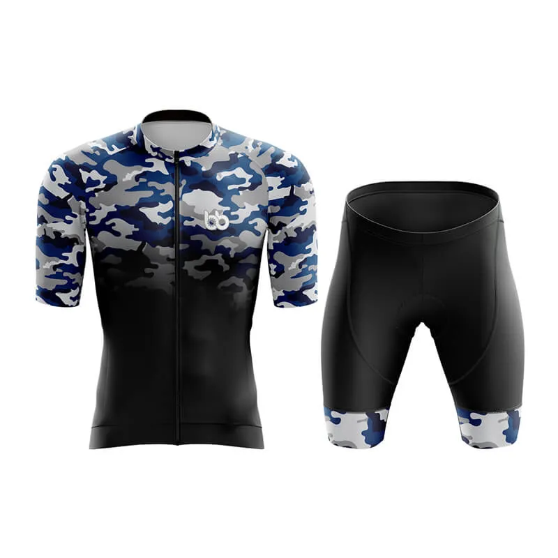 Camouflage Neck Aero Cycling Kit (V3) (Blue-Black)