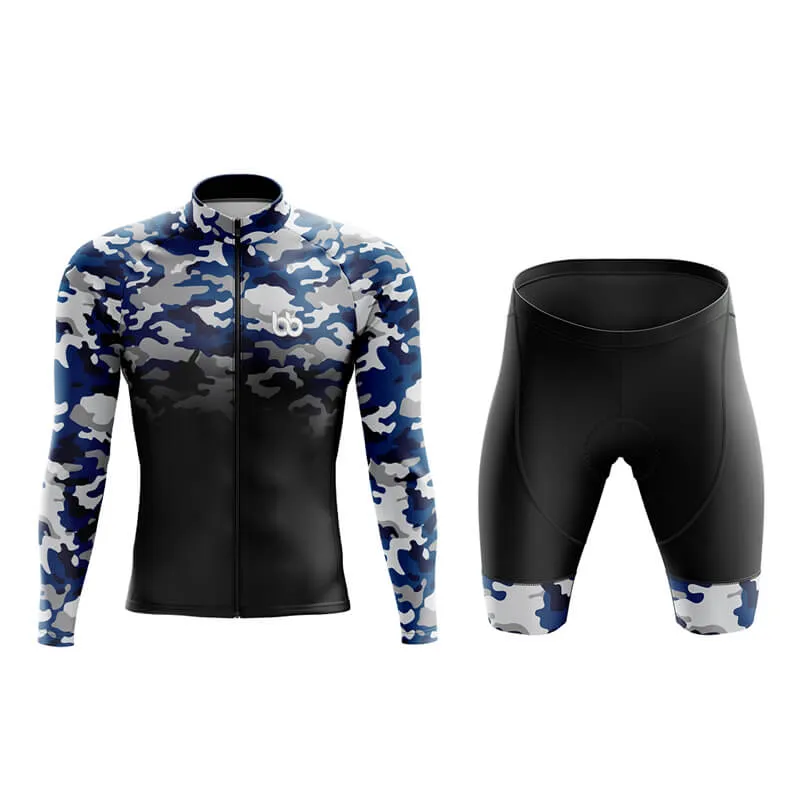 Camouflage Neck Aero Cycling Kit (V3) (Blue-Black)