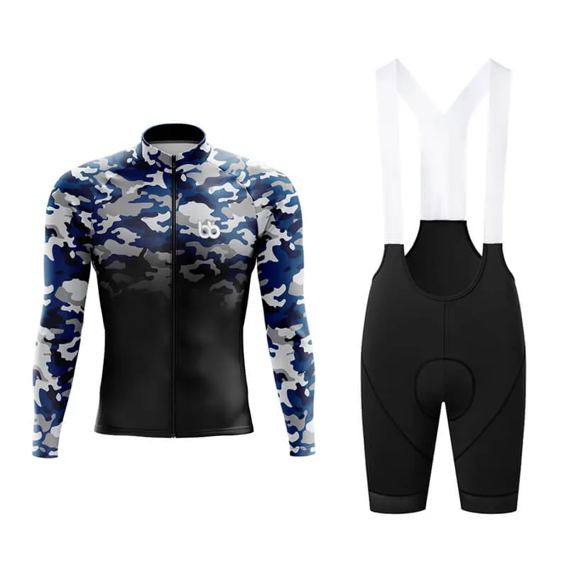 Camouflage Neck Aero Cycling Kit (V3) (Blue-Black)