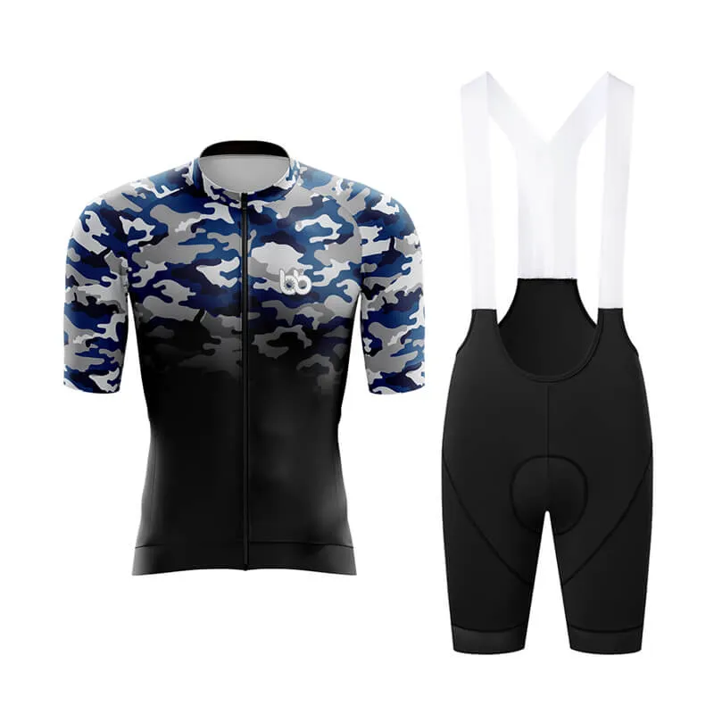 Camouflage Neck Aero Cycling Kit (V3) (Blue-Black)