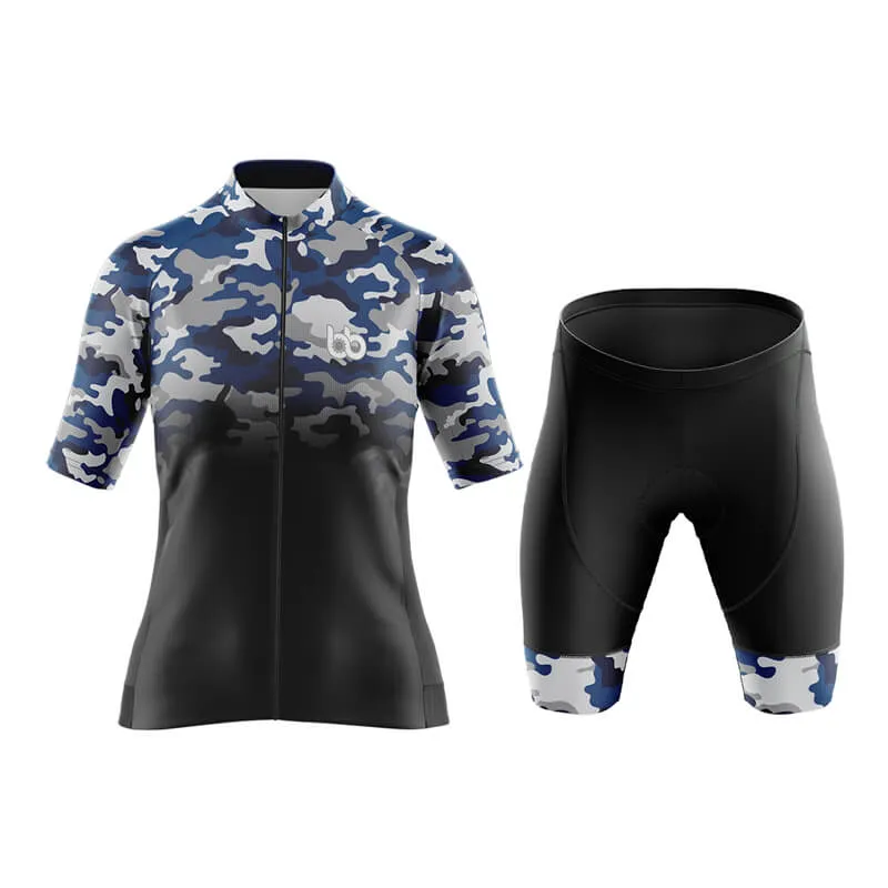 Camouflage Neck Aero Cycling Kit (V3) (Blue-Black)