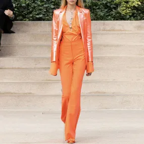 Candy Tangerine Metallic Blazer Suit