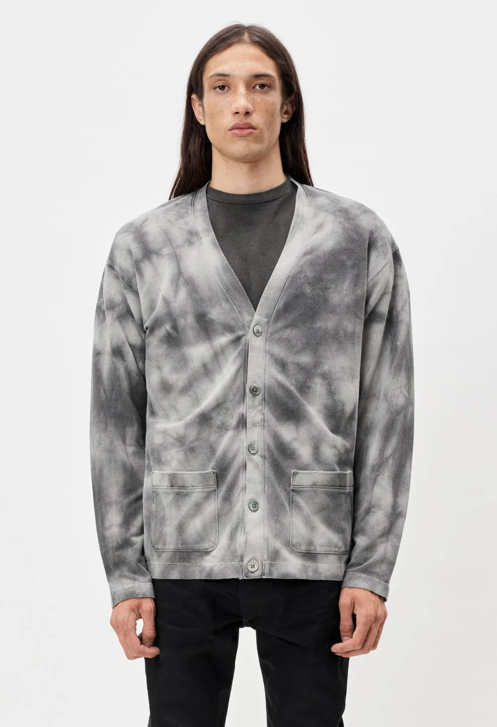 Charcoal Tie Dye Cardigan / Lunar