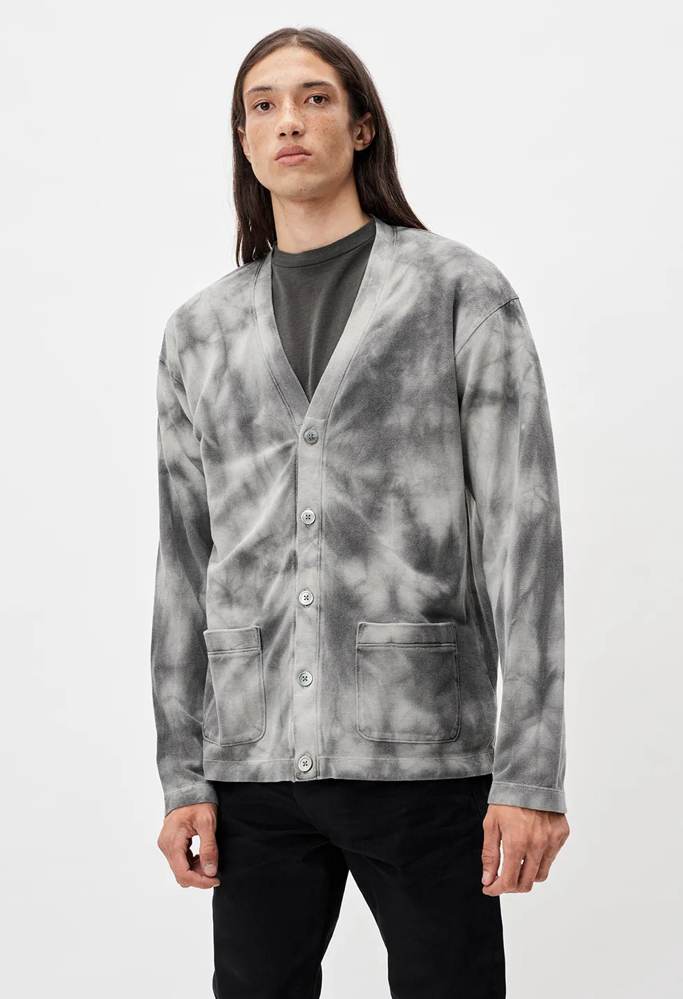 Charcoal Tie Dye Cardigan / Lunar