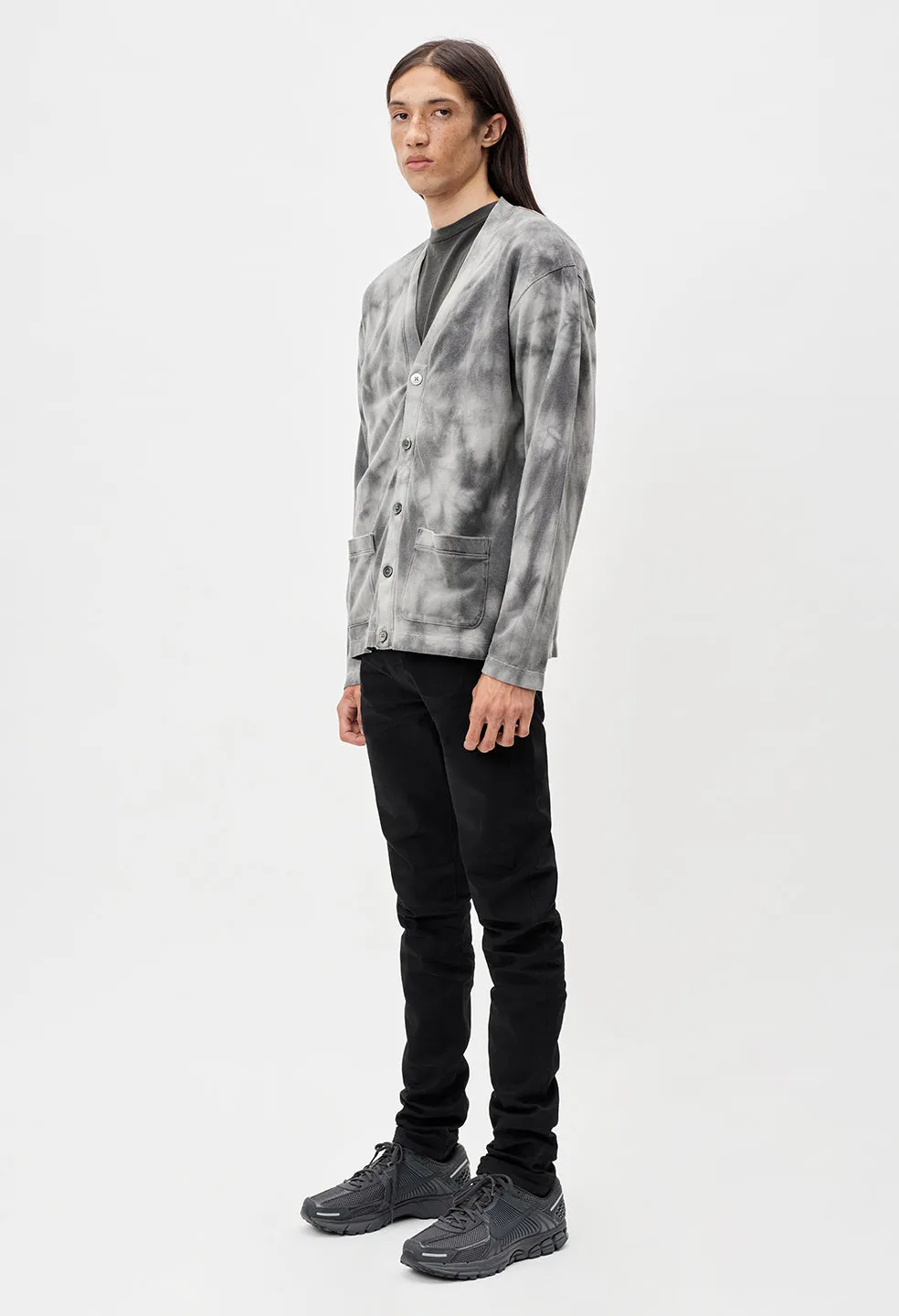 Charcoal Tie Dye Cardigan / Lunar