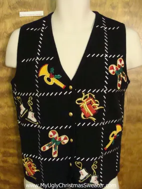 Corny Black Christmas Sweater Vest