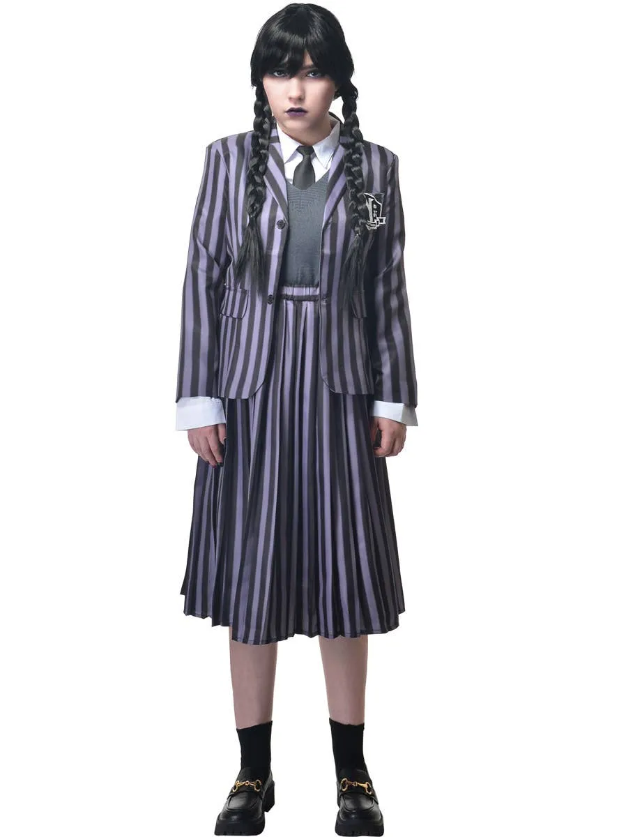 Deluxe Teen Girls Nevermore Wednesday Addams Halloween Costume