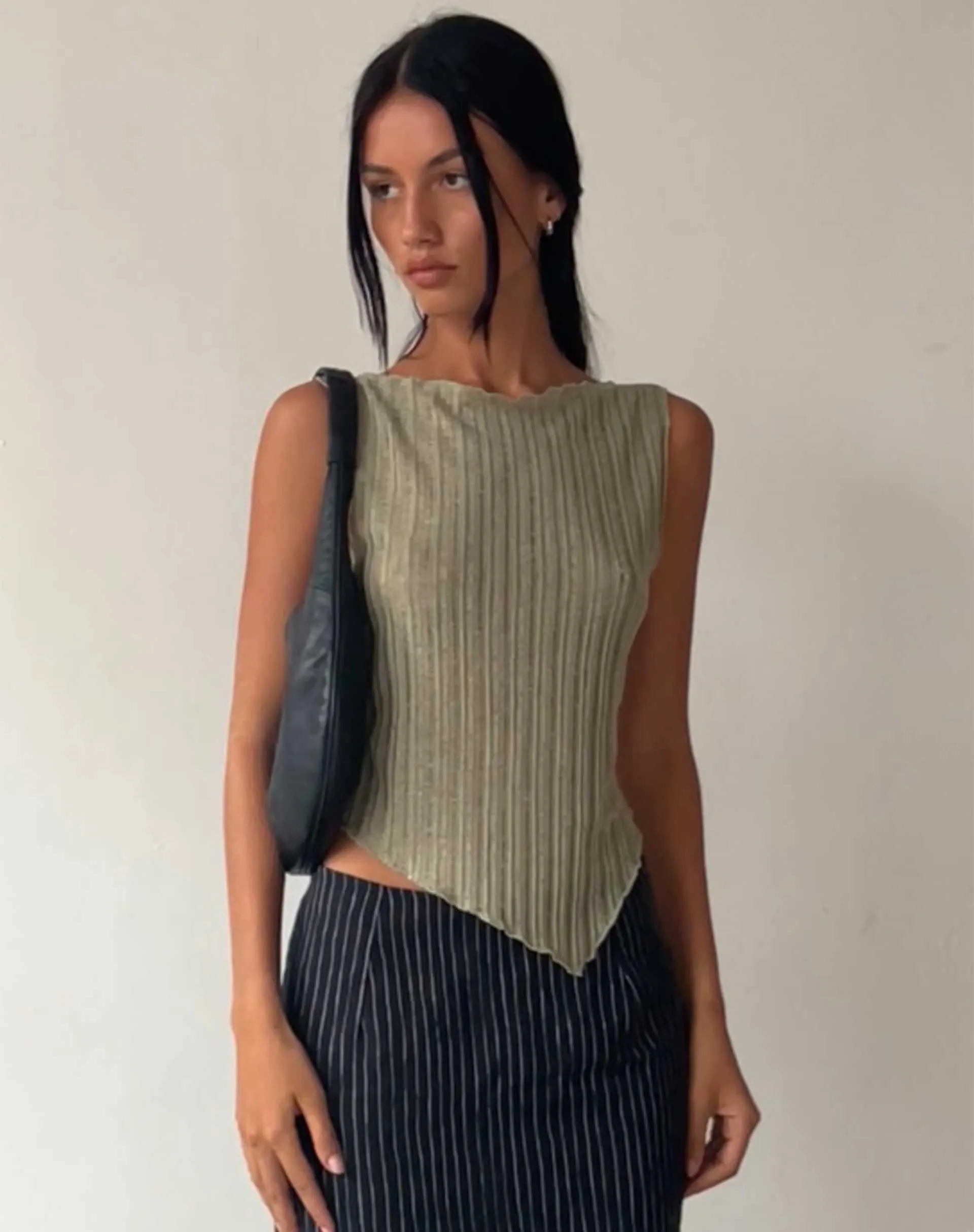 Etta Knitted Vest Top in Sage