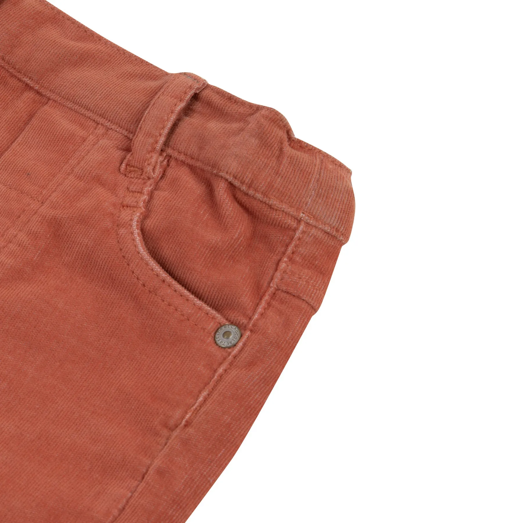 Fine Rib Corduroy Baby Pants - Terracotta  - FINAL SALE