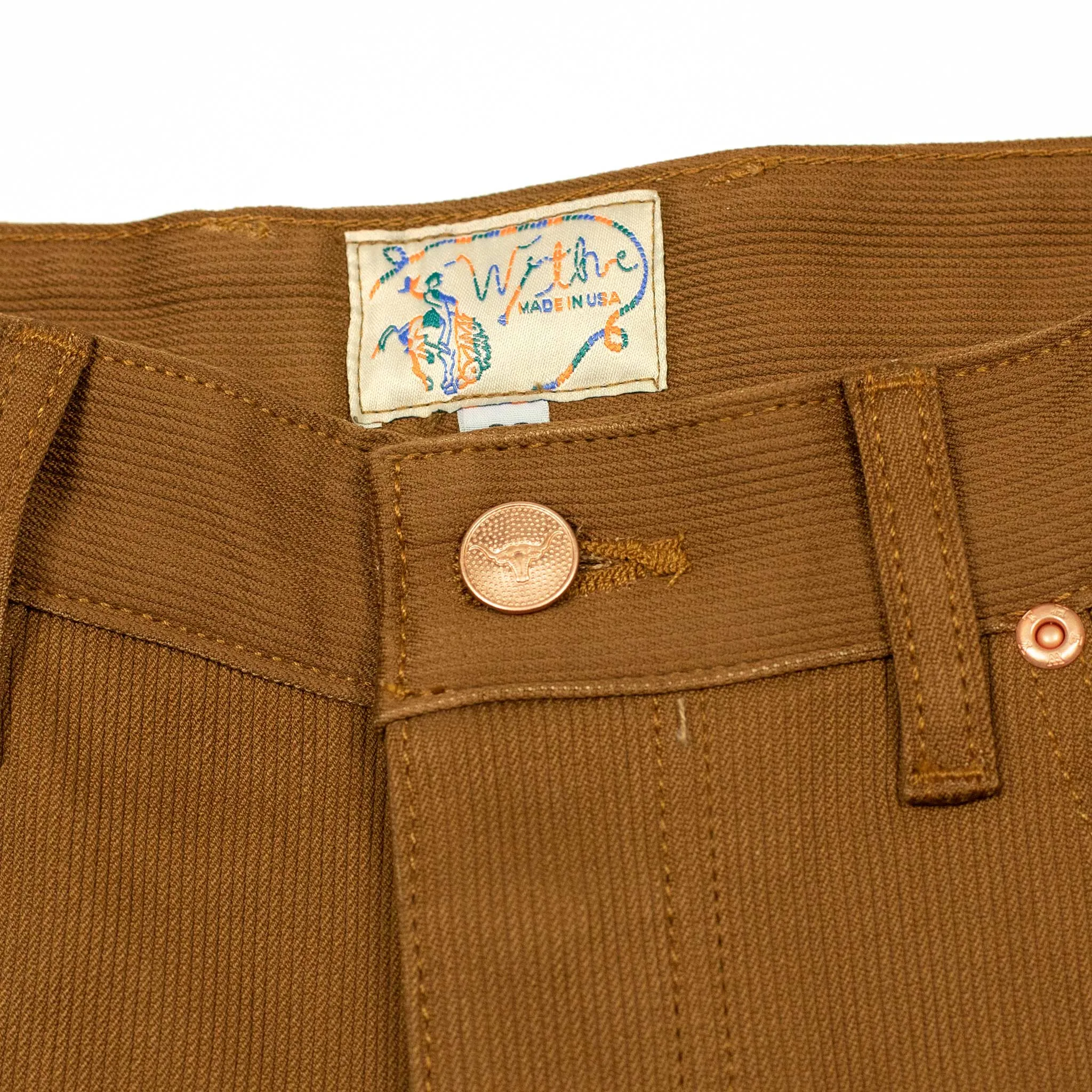 Five pocket pants in Bay Brown Japanese bedford cord (restock)