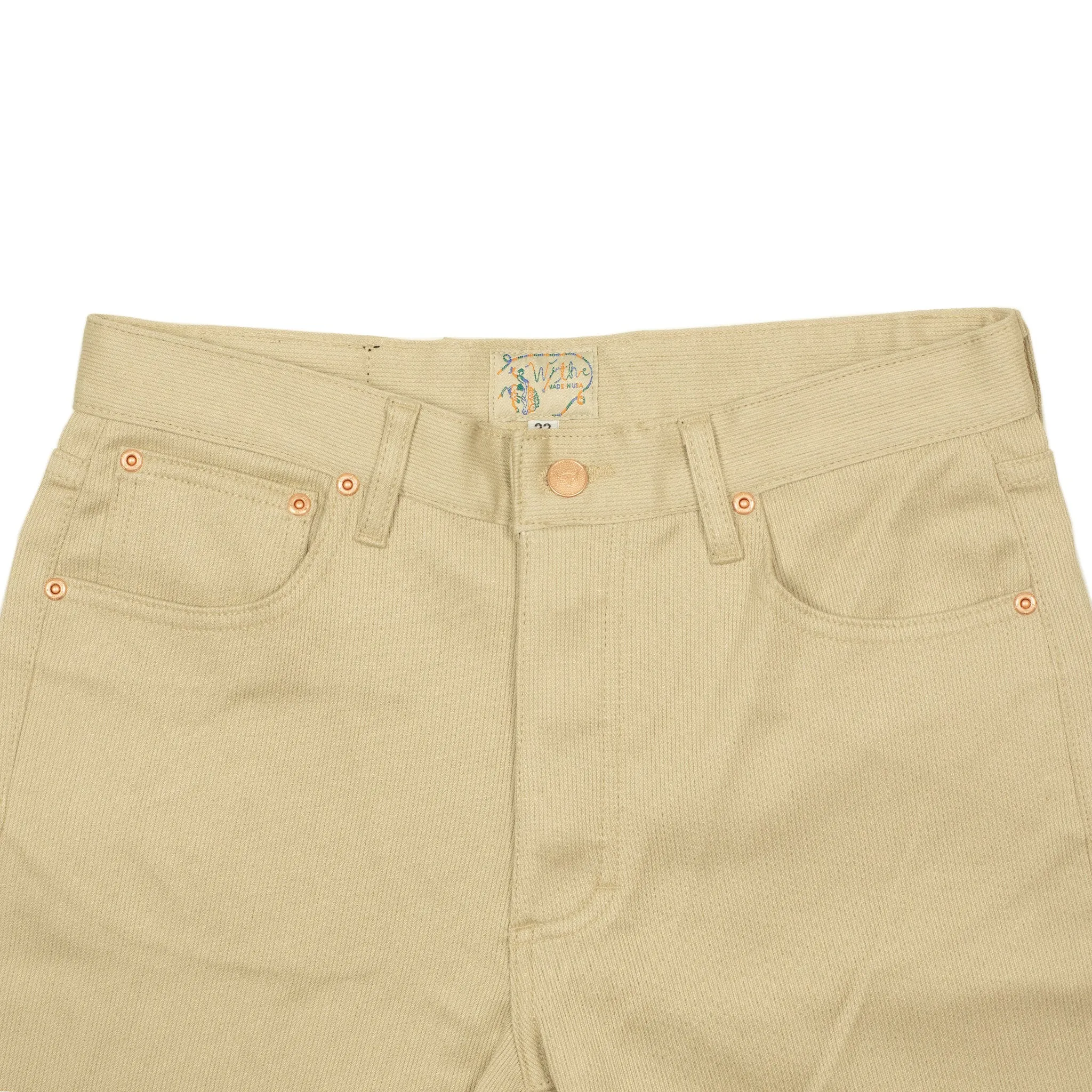 Five pocket pants in off white Japanese bedford cord