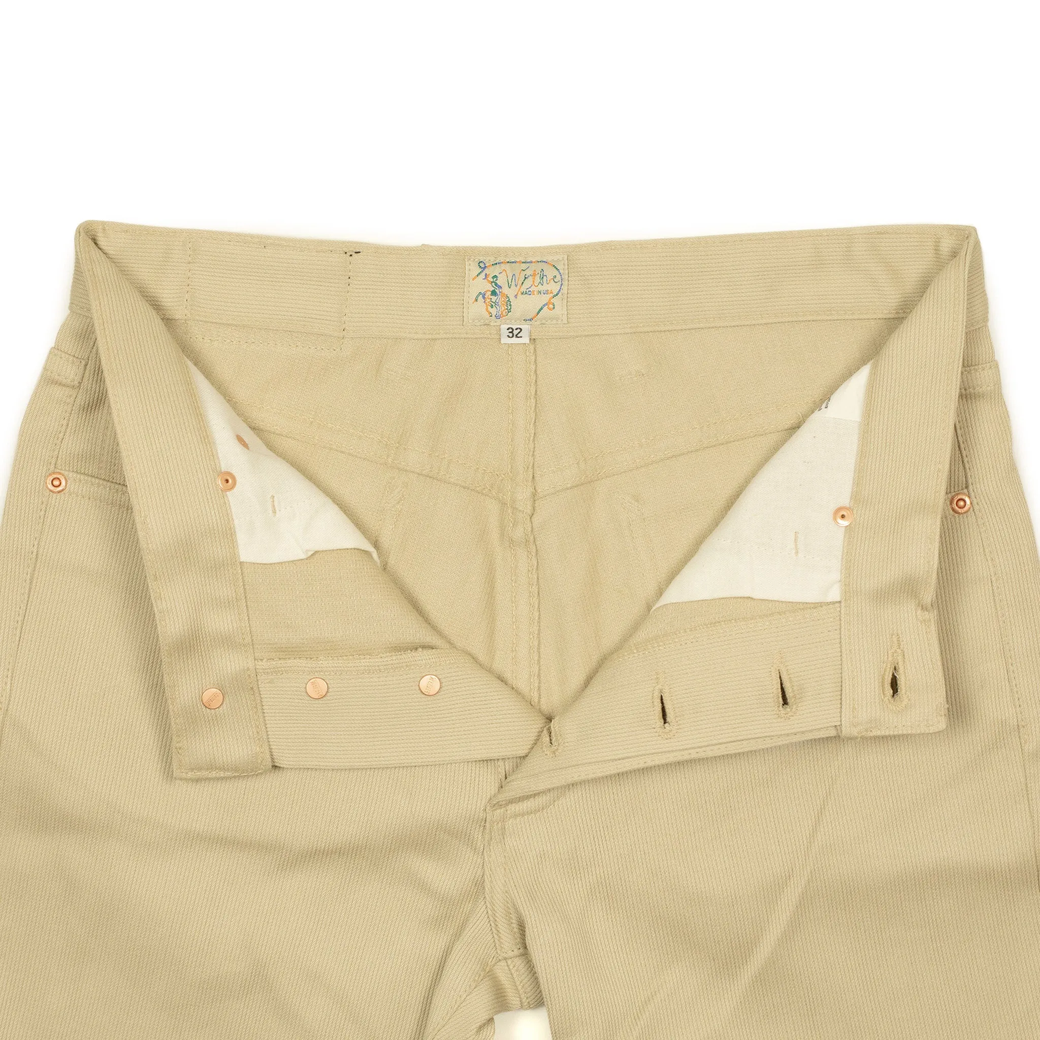 Five pocket pants in off white Japanese bedford cord