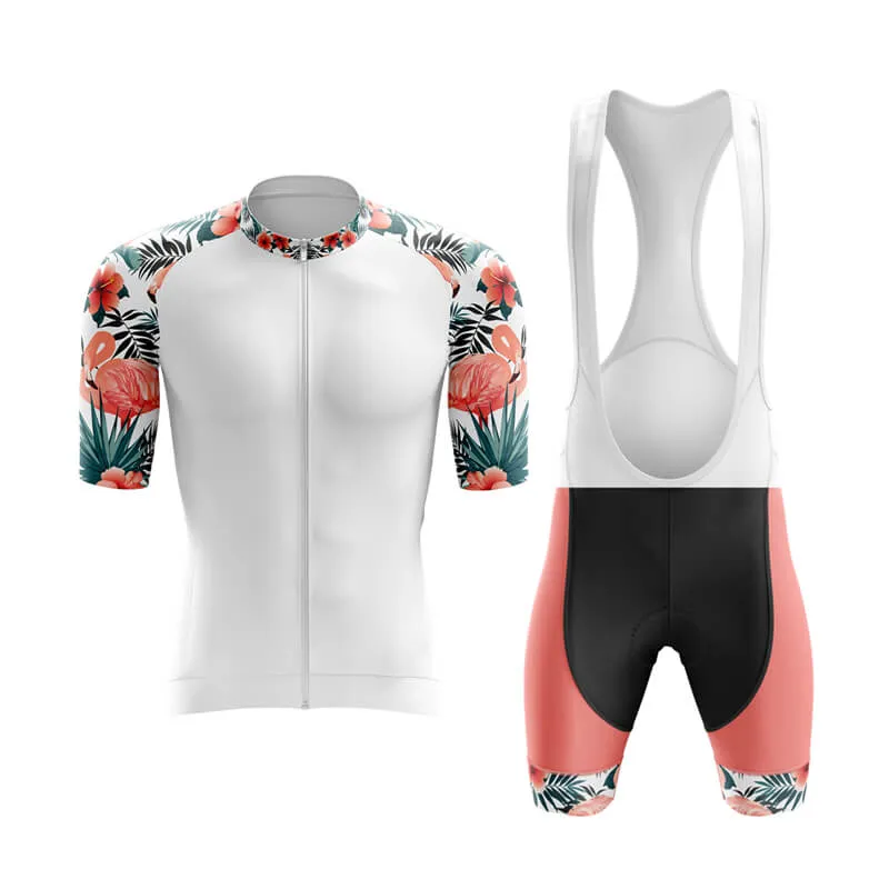 Flamingo Floral Sleeve Aero Cycling Kit (White)