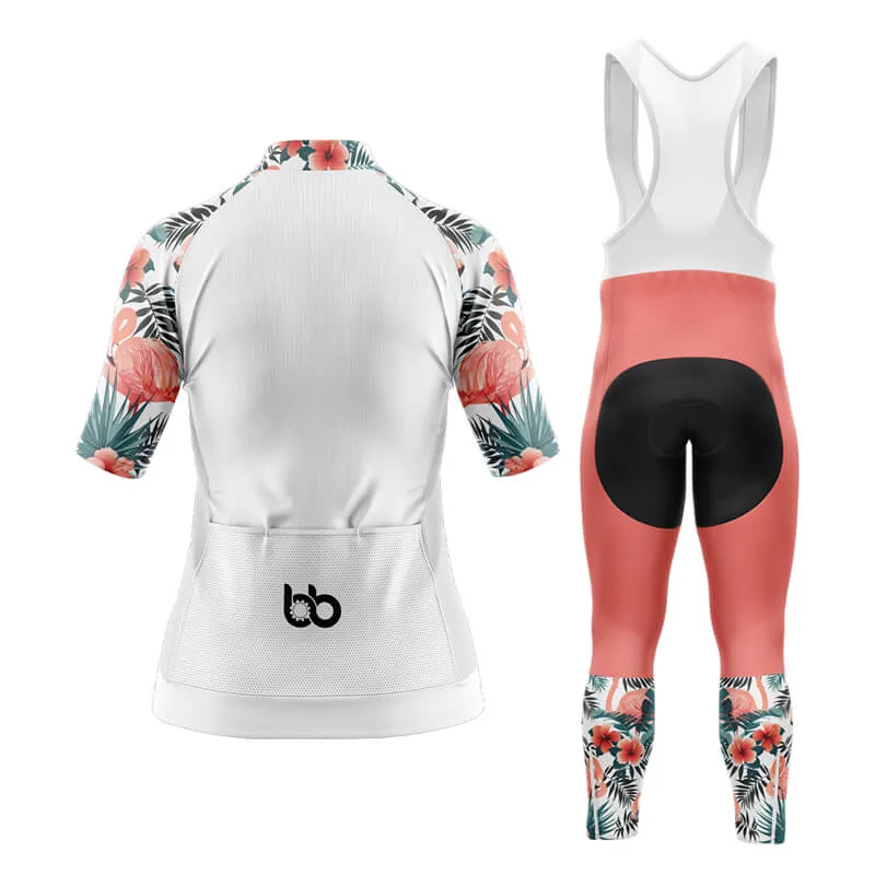 Flamingo Floral Sleeve Aero Cycling Kit (White)