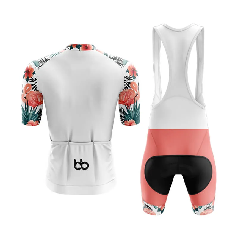 Flamingo Floral Sleeve Aero Cycling Kit (White)