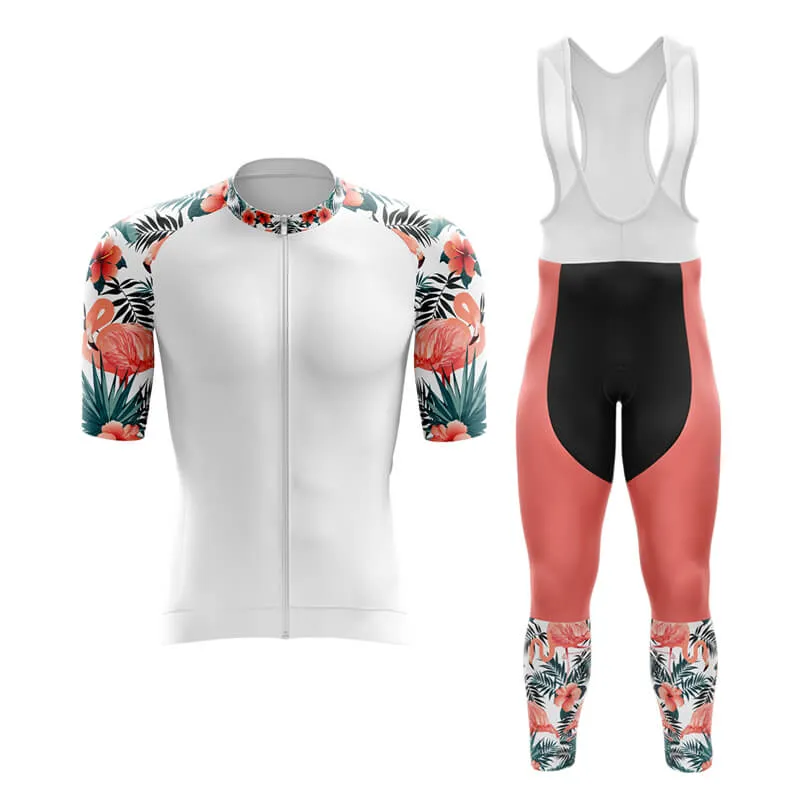 Flamingo Floral Sleeve Aero Cycling Kit (White)