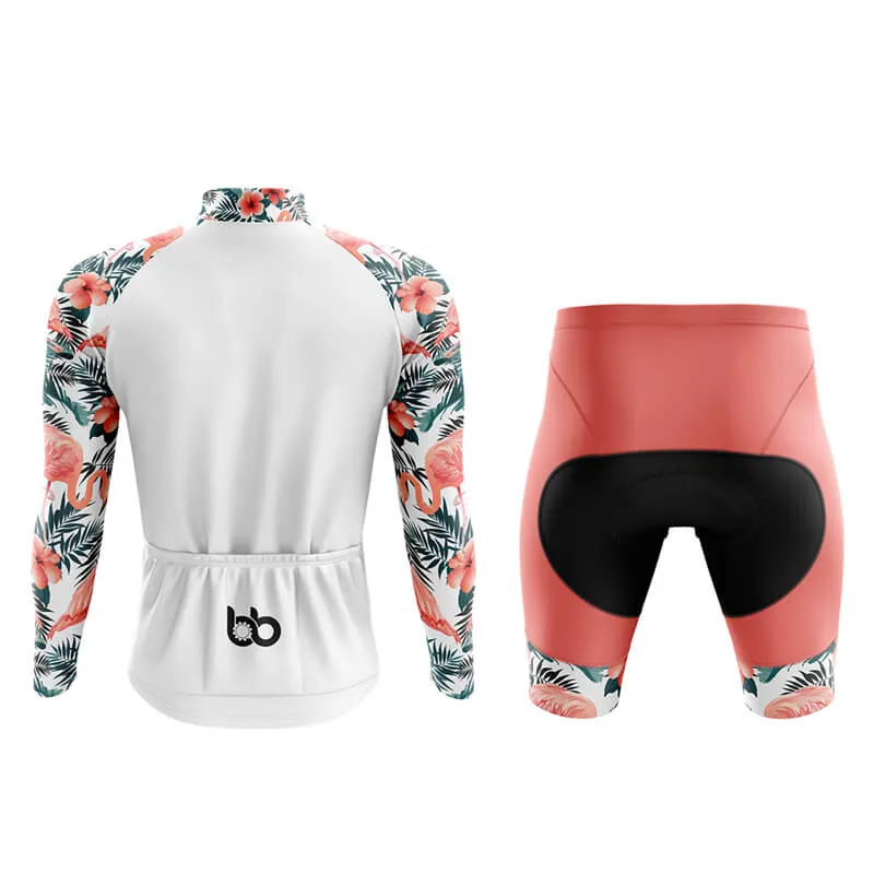 Flamingo Floral Sleeve Aero Cycling Kit (White)