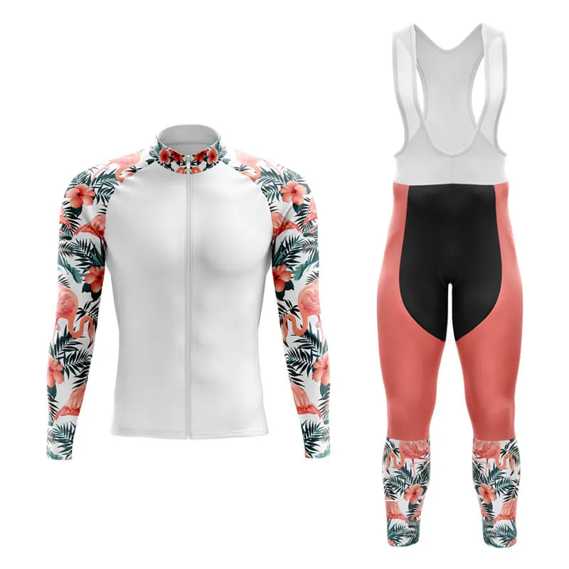 Flamingo Floral Sleeve Aero Cycling Kit (White)