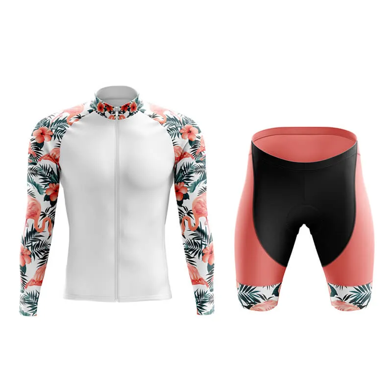 Flamingo Floral Sleeve Aero Cycling Kit (White)