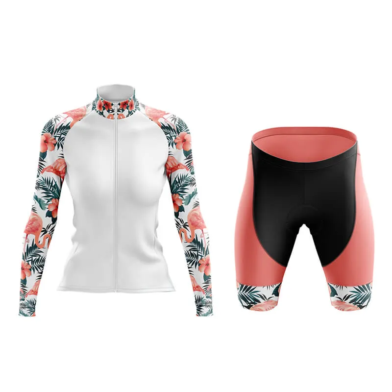 Flamingo Floral Sleeve Aero Cycling Kit (White)