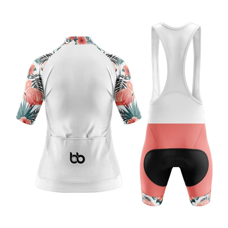 Flamingo Floral Sleeve Aero Cycling Kit (White)