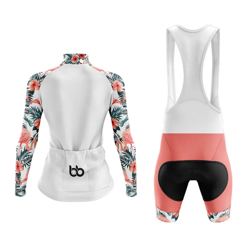 Flamingo Floral Sleeve Aero Cycling Kit (White)