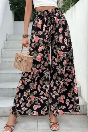 Floral Pull-On Wide Leg Resort Pants