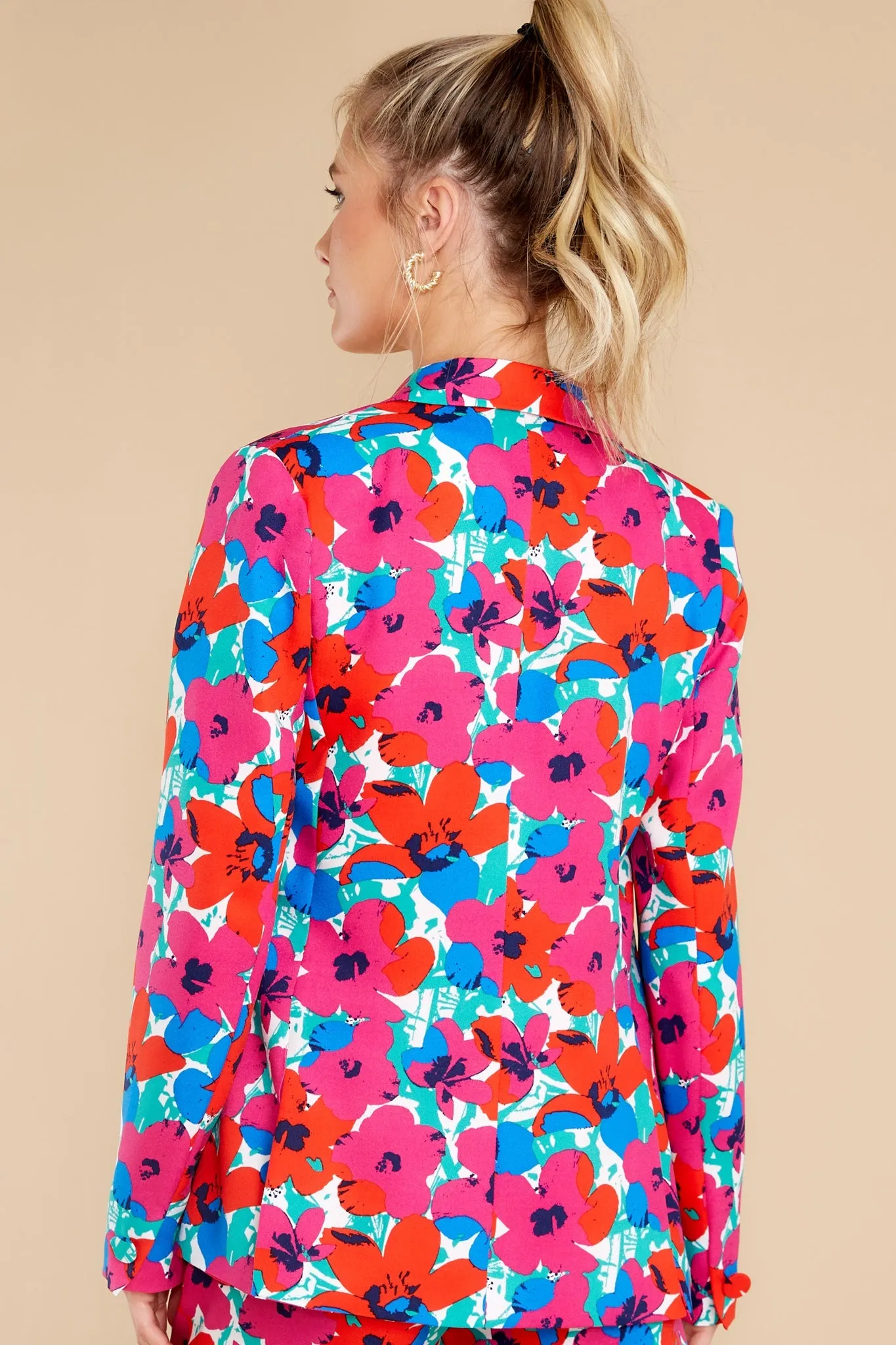 For Lovebirds Fuchsia Andy Floral Print Blazer