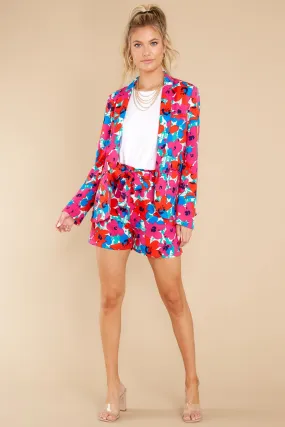 For Lovebirds Fuchsia Andy Floral Print Blazer