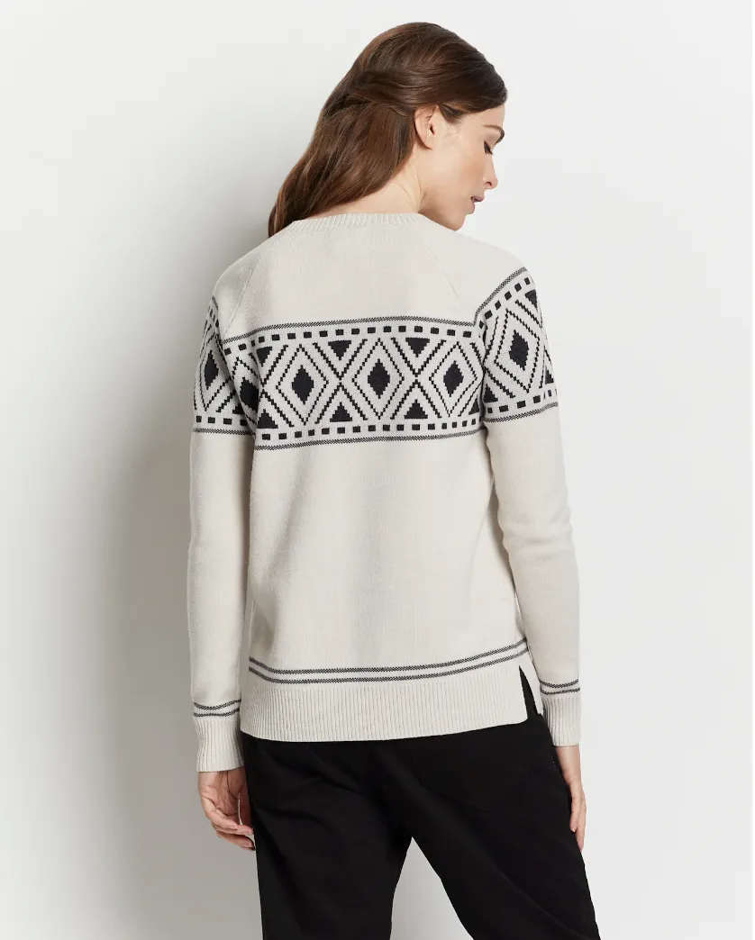 Graphic Merino CrewneckSweater<br>Ivory/Charcoal