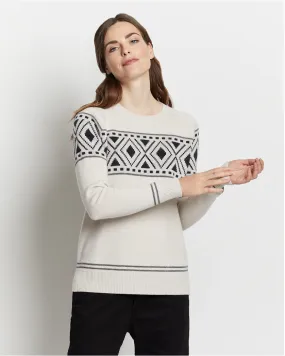 Graphic Merino CrewneckSweater<br>Ivory/Charcoal