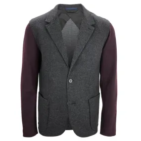 Grey & Burgundy Two Tone Heavy Wool Blazer Jacket