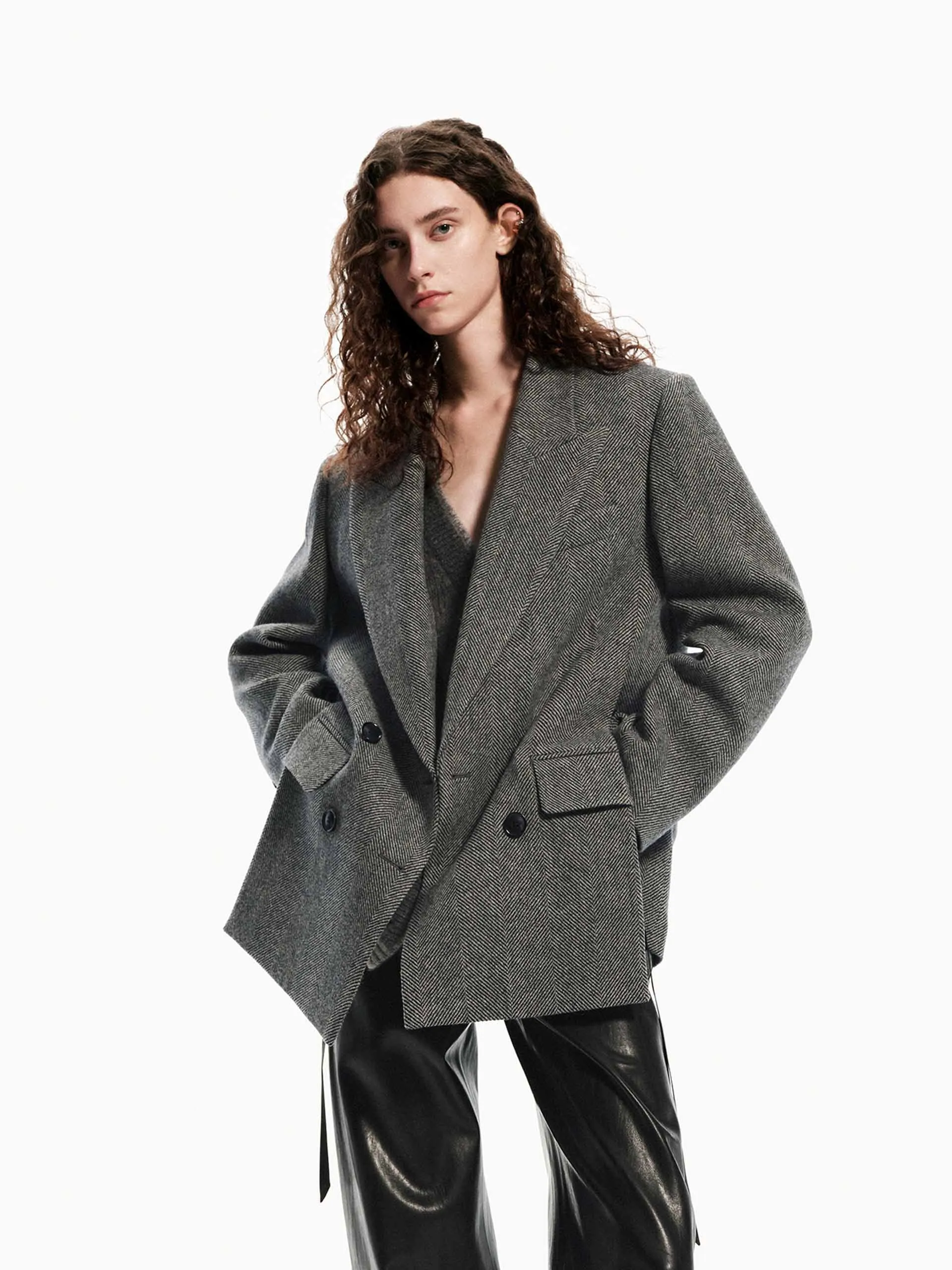 Herringbone Structured Coat