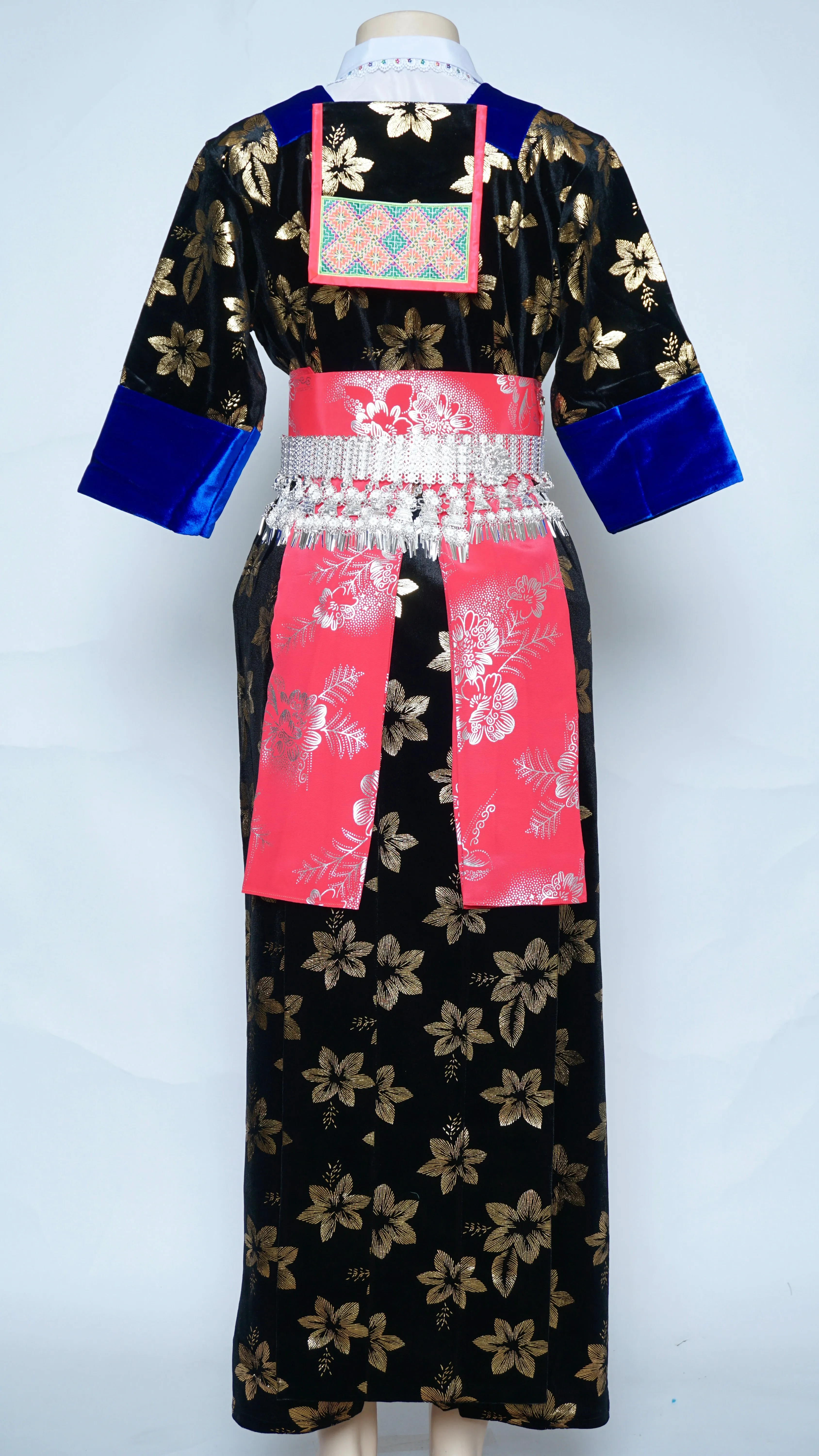 Hmong Xeev Gold Floral Velvet