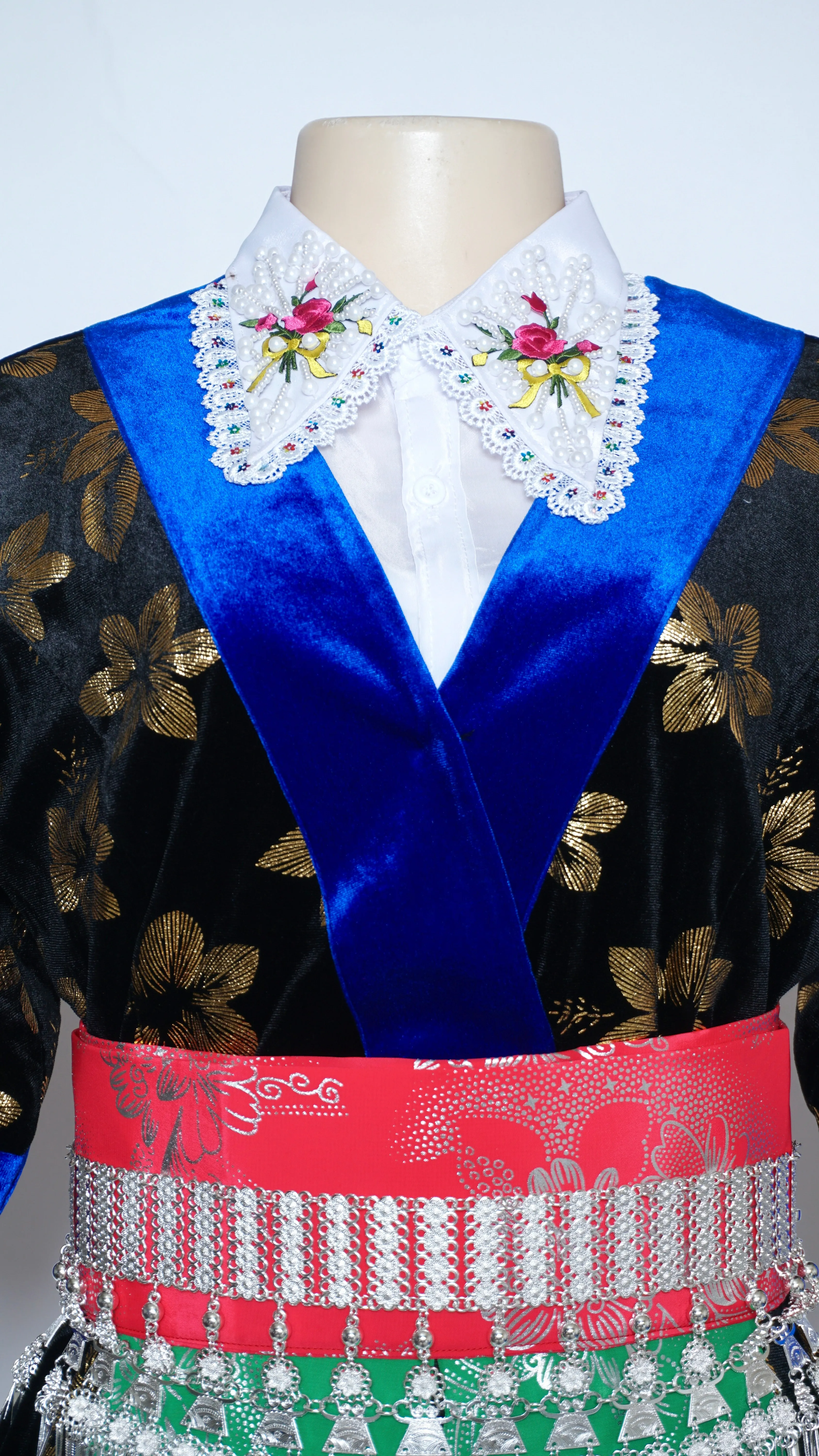 Hmong Xeev Gold Floral Velvet