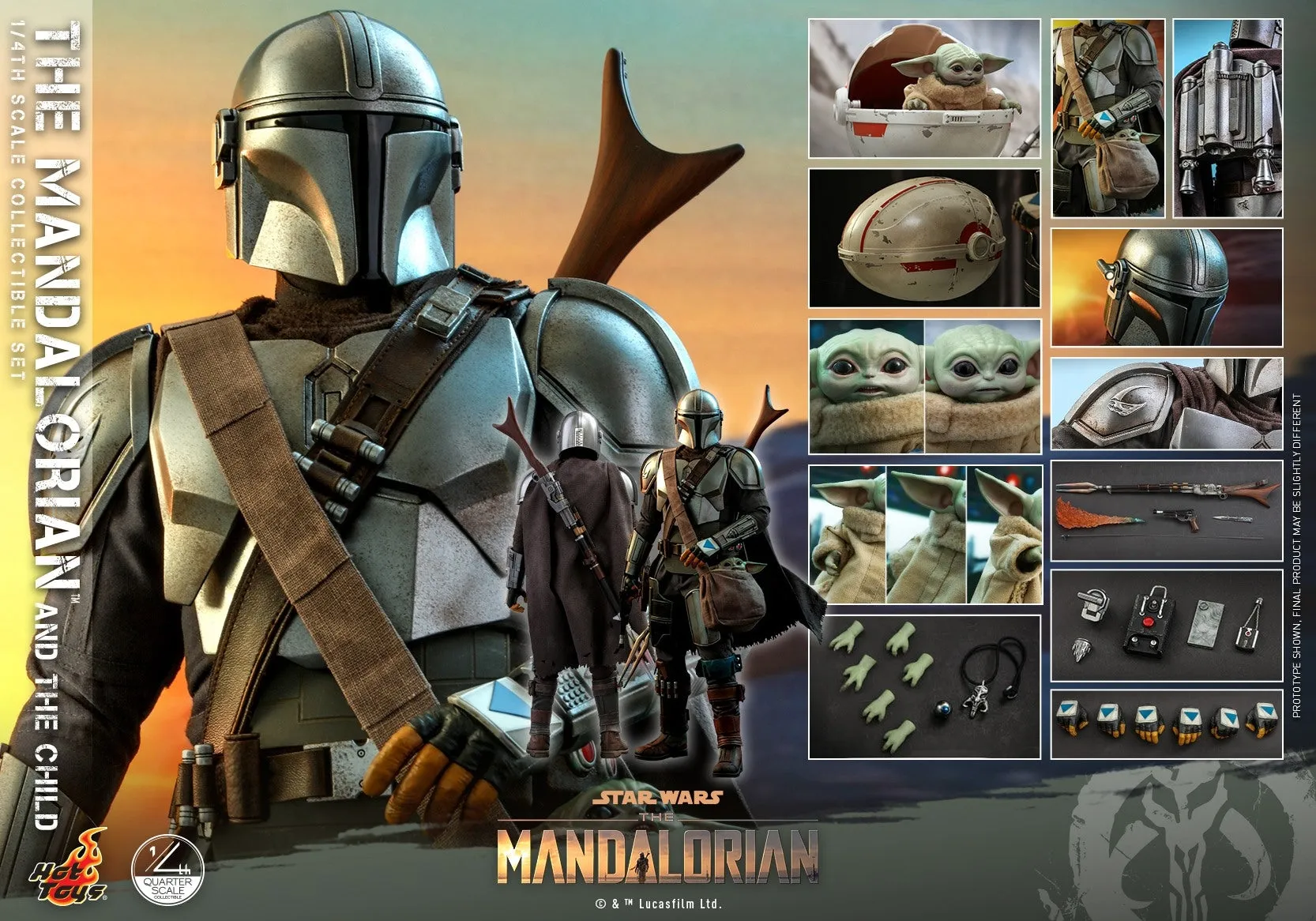 Hot Toys - QS016 - Star Wars™ The Mandalorian™ - 1/4th scale The Mandalorian & The Child Collectible Set